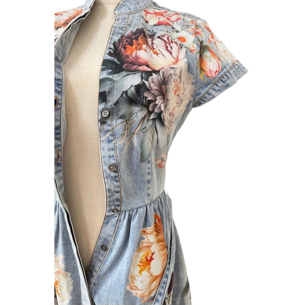 ALICE + OLIVIA Lucy Mini Denim Shirt Dress - Picture 9 of 10